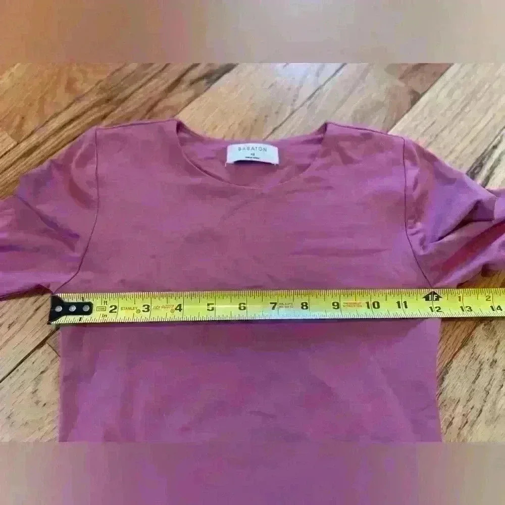 Aritzia Babaton Sculpted Long Sleeve Crop Top Minimalist Women’s Size XS Pink - Picture 7 of 9
